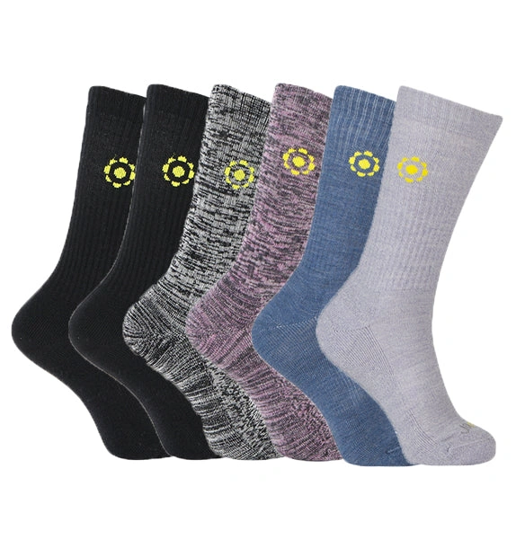 Cozy Crew Comfort: 6-Pack of 86% Rich Merino Wool Socks, Your Daily Dose of Delight